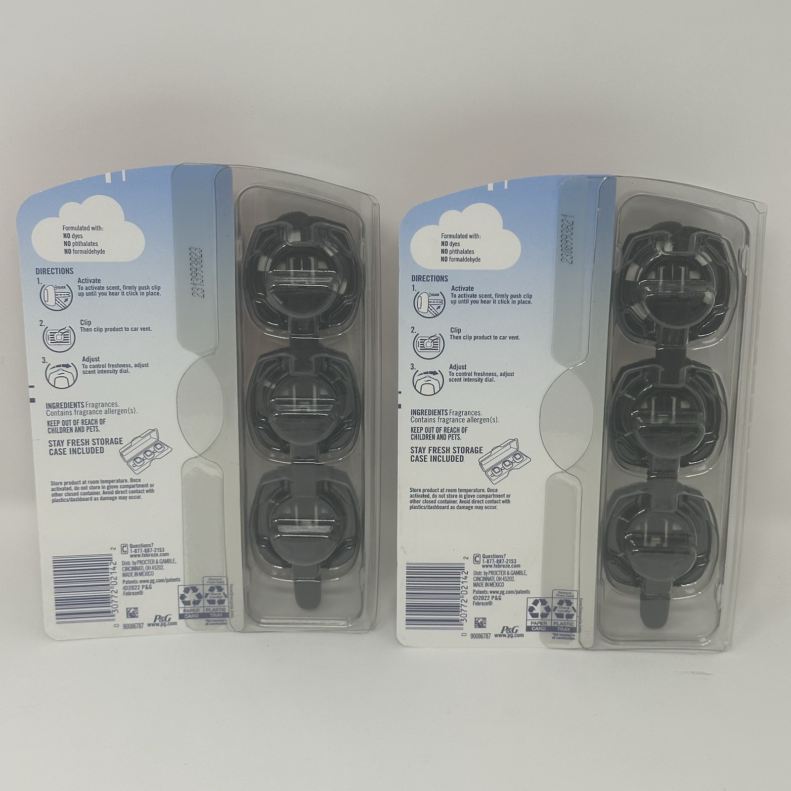 2 PACKS OF 3 Febreze Car Air Freshener Ember Scent Vent Clips 0.7oz