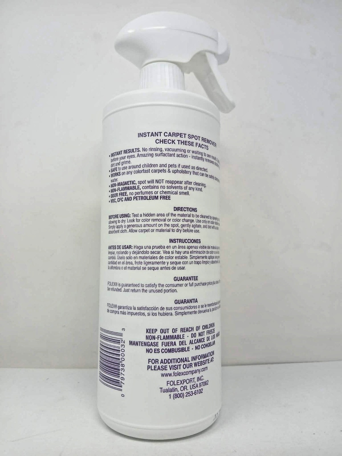 FOLEX Instant Carpet Spot Remover – Removes Grease Ink Wine Coffee Blood – 32 oz