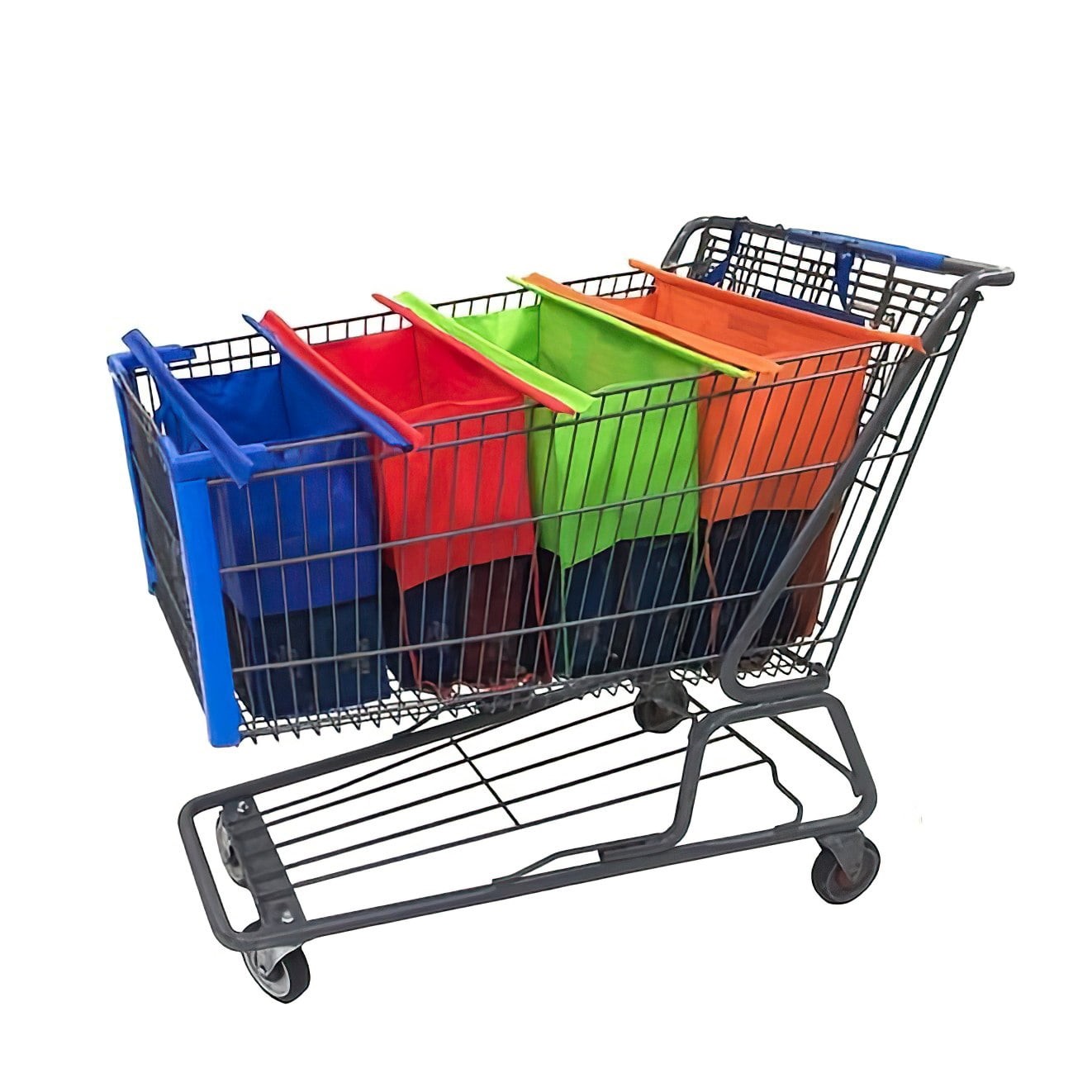 Beautiful Giant Foldable Reusable Grocery Cart Organizer 4Pcs Mesh Trolley Bags
