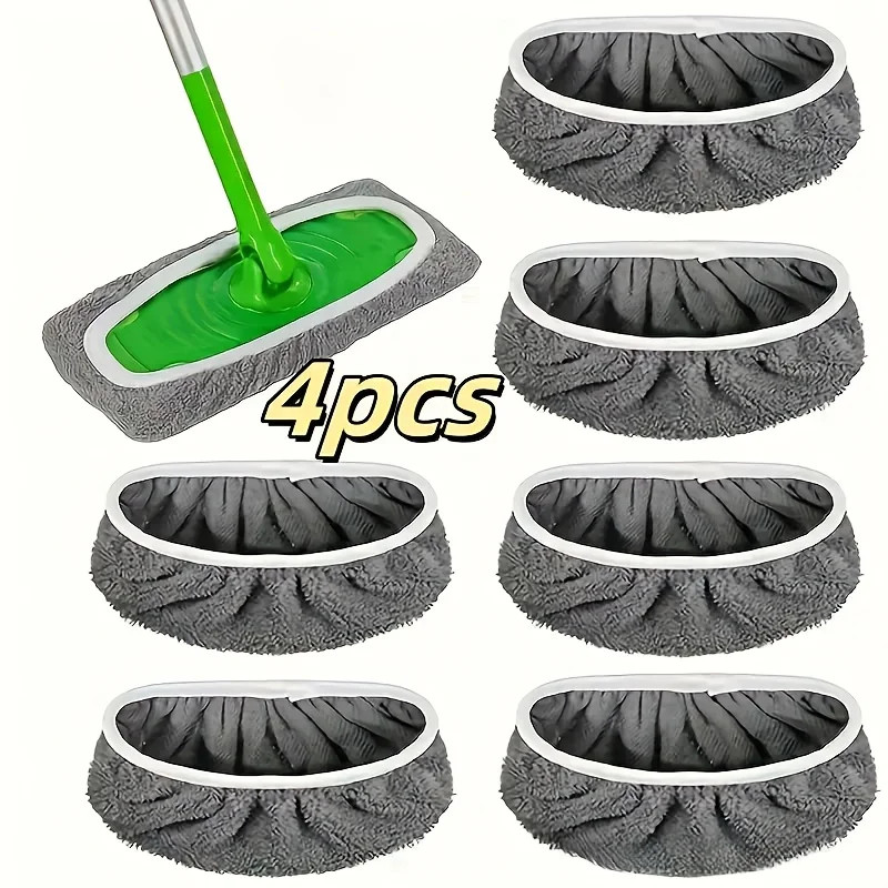 4 Reusable Mop Pads with High Water Absorption and Ultra-Fine Fiber Cleaning Pad