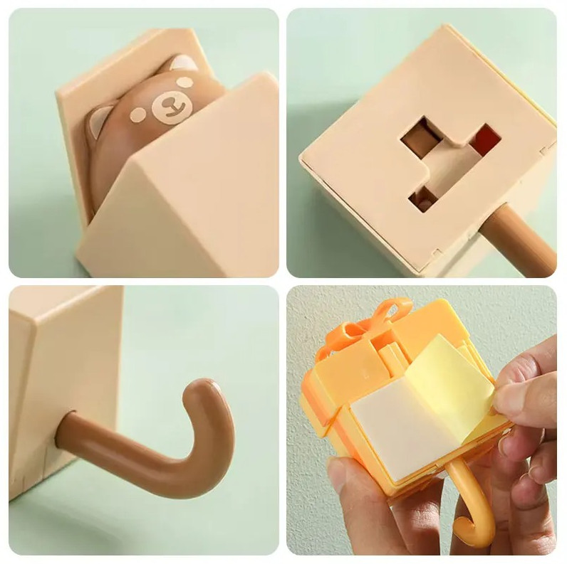 1 pc Adhesive Cartoon Cat Hooks – No-Drill Wall Hangers for Keys, Towels & Bags