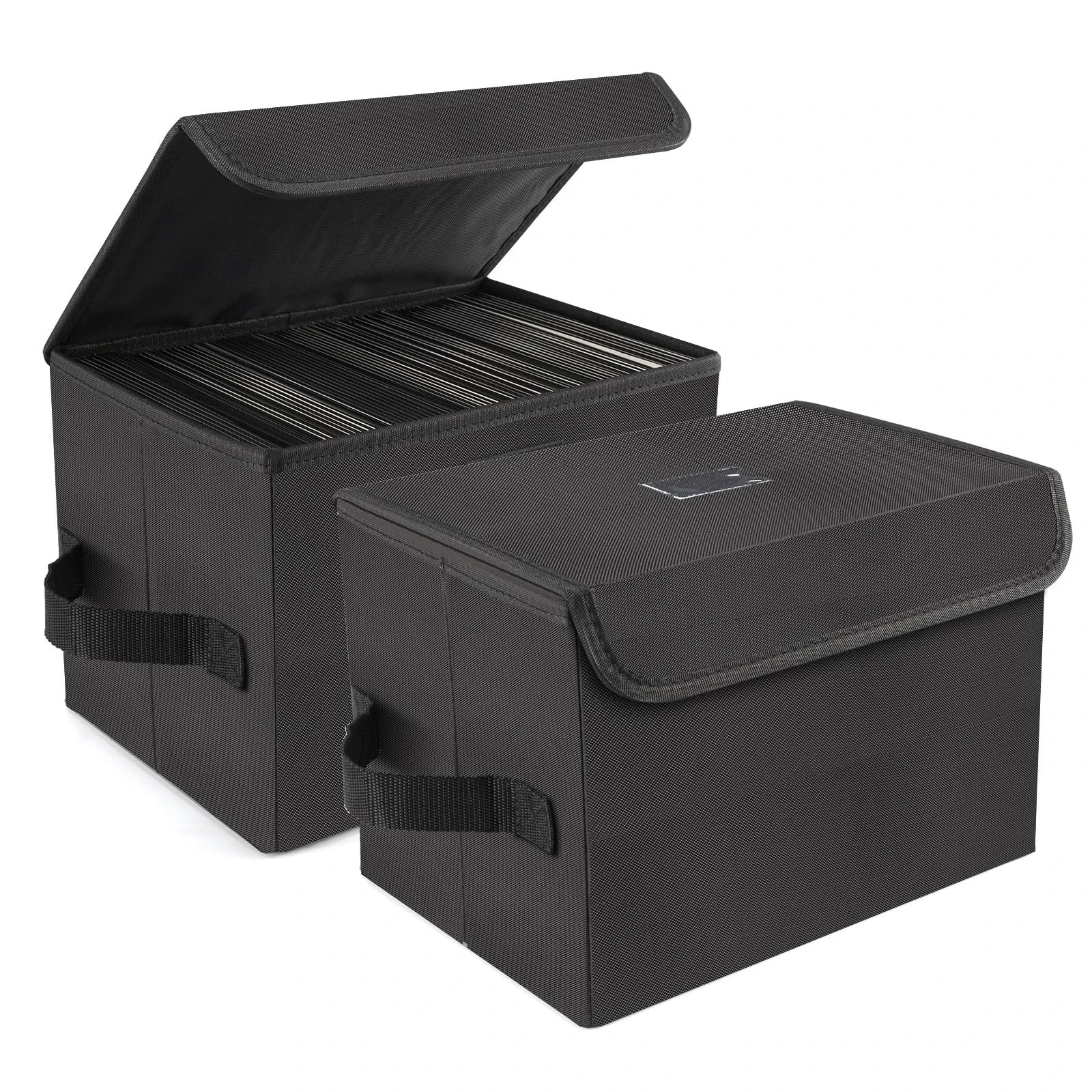 7Inch Vinyl Storage Box, Set of 2 Stackable Case with Lid