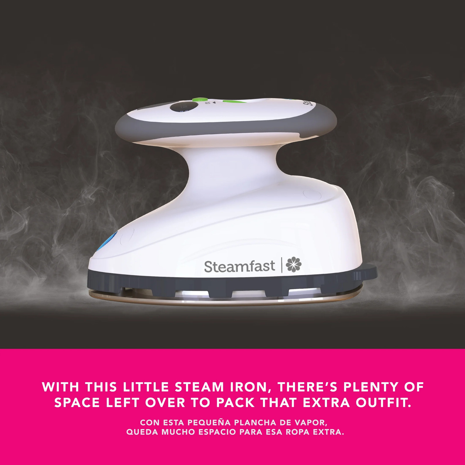 Steamfast i3 Travel Steam Iron Compact Portable 375W White For Clothes Use