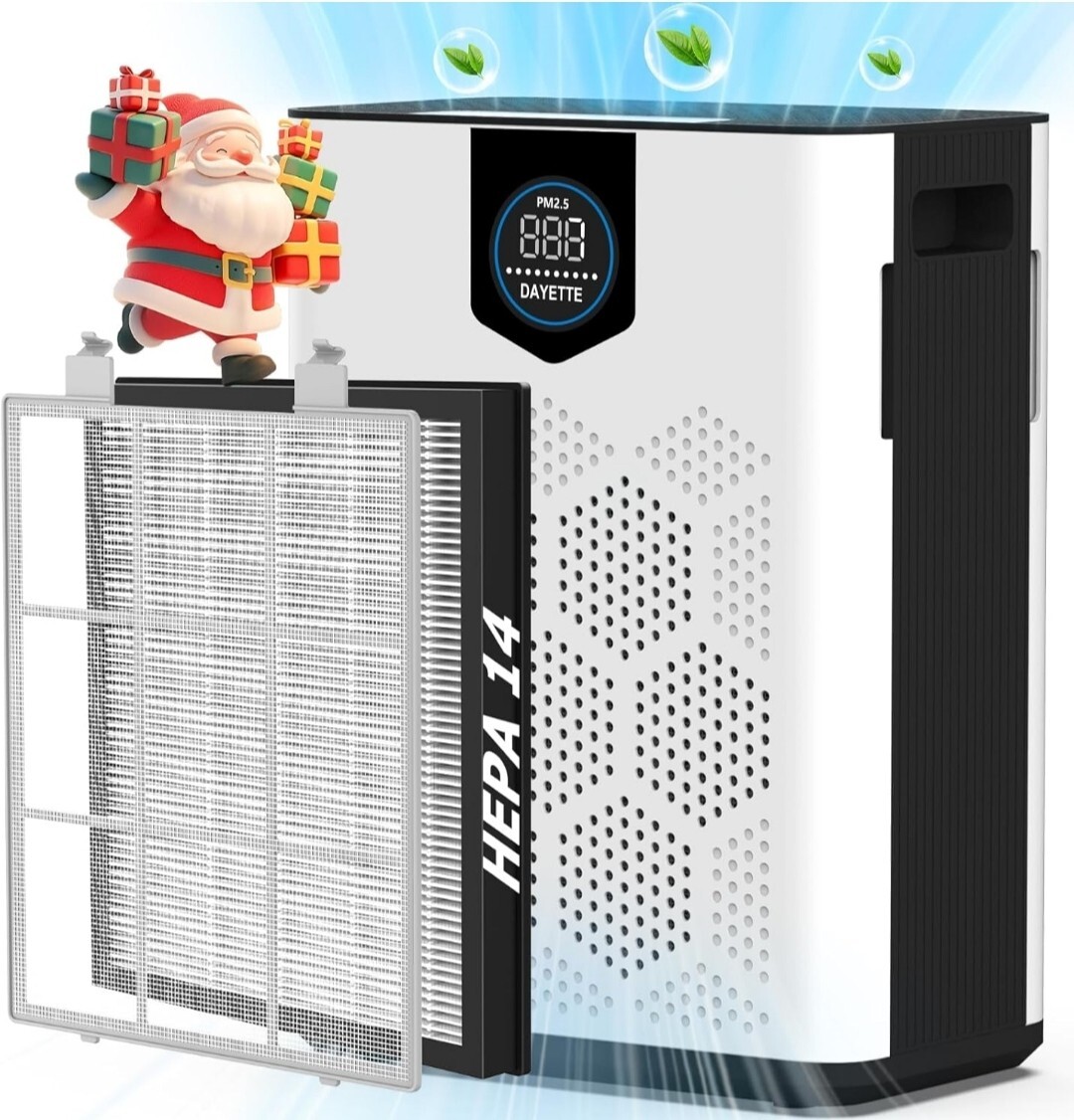 Air Purifiers for Home Large Room, H14 Hepa filter with Washable White