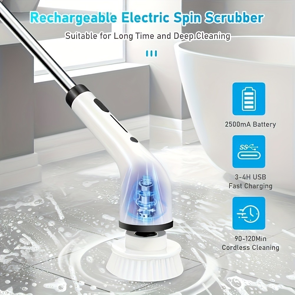 8 in 1 Electric Spin Scrubber for Bathroom, Tub, Tile, Kitchen FREE SHIPPING USA