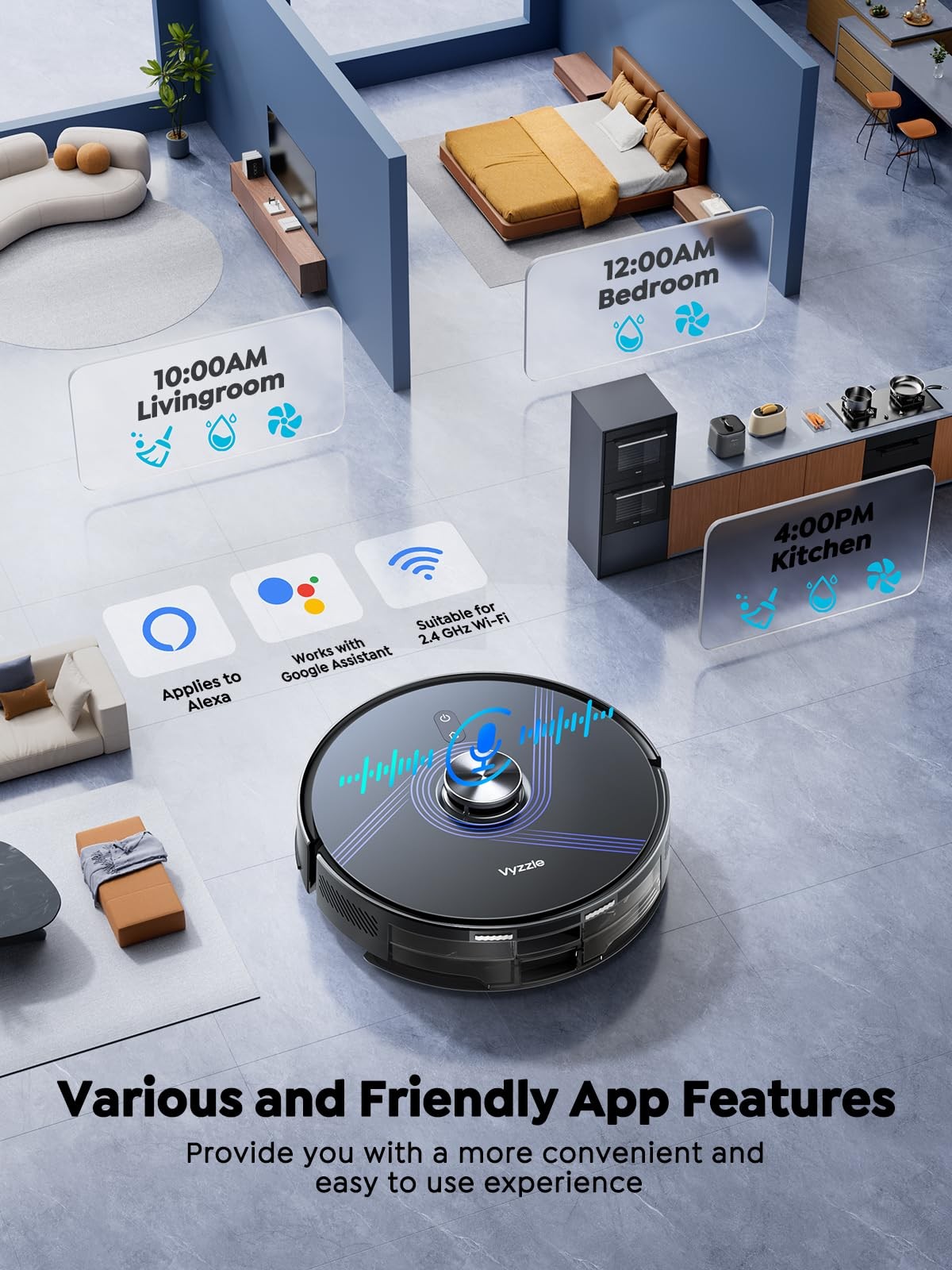 Vyzzle Robot Vacuum and Mop, 8000Pa Self Emptying Robot Vacuum with LiDAR Nav…