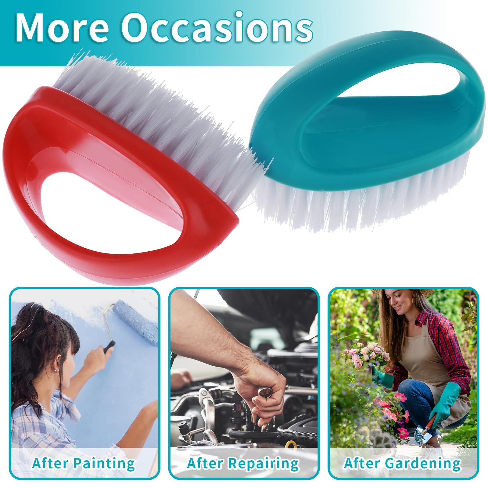 Amaxiu Hand Nail Brushes, 2pcs Grip 10*5*6.5cm/3.93*1.96*2.55in, Red, Blue