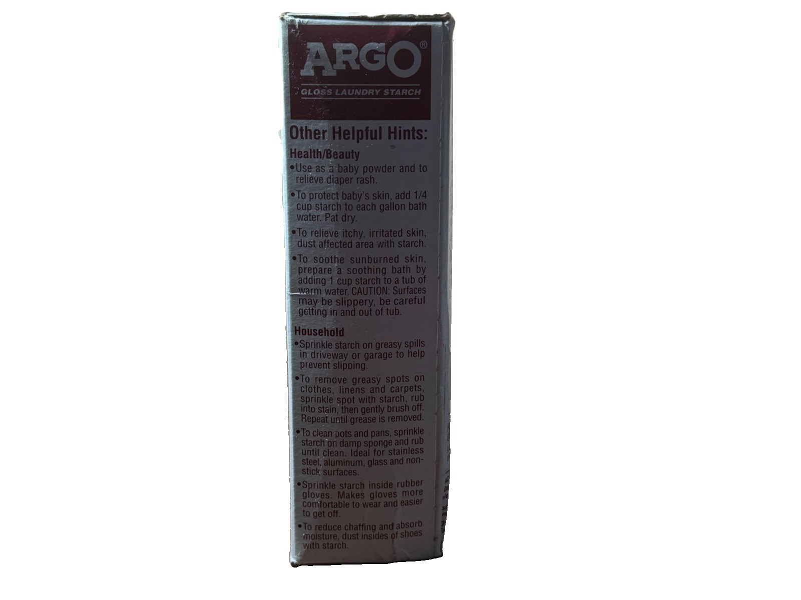ARGO Gloss Laundry Starch Red Removes Greasy Spots 16oz BEST BY 2015 New Sealed