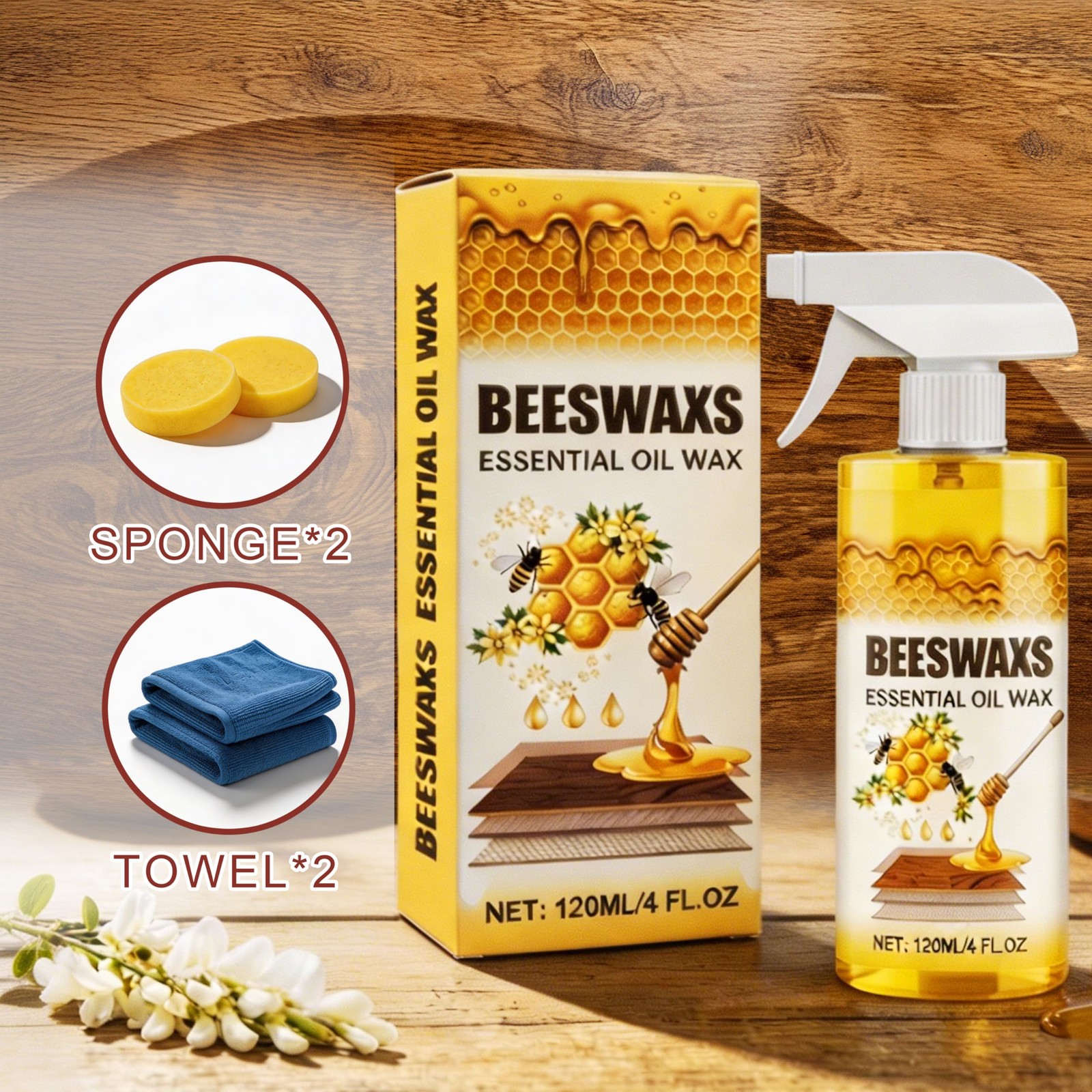 Furniture Polish Spray Multipurpose Wood Wax Restorer Beeswax Wood Polish Spray