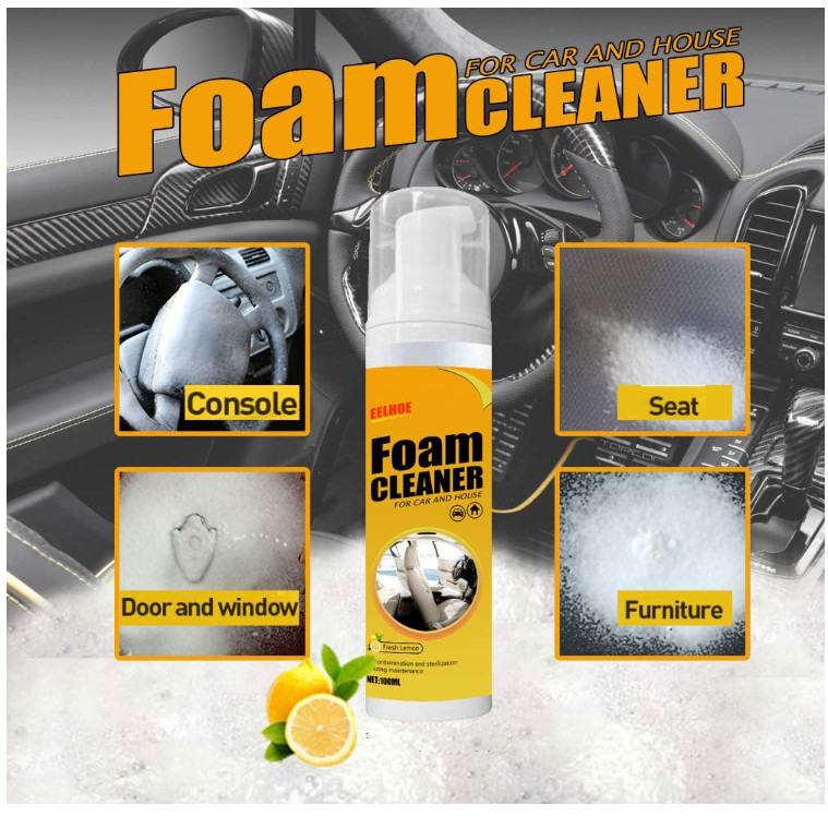 2Pcs Multipurpose Foam Cleaner Spray 100ml, Foam Cleaner for car and House Lemon