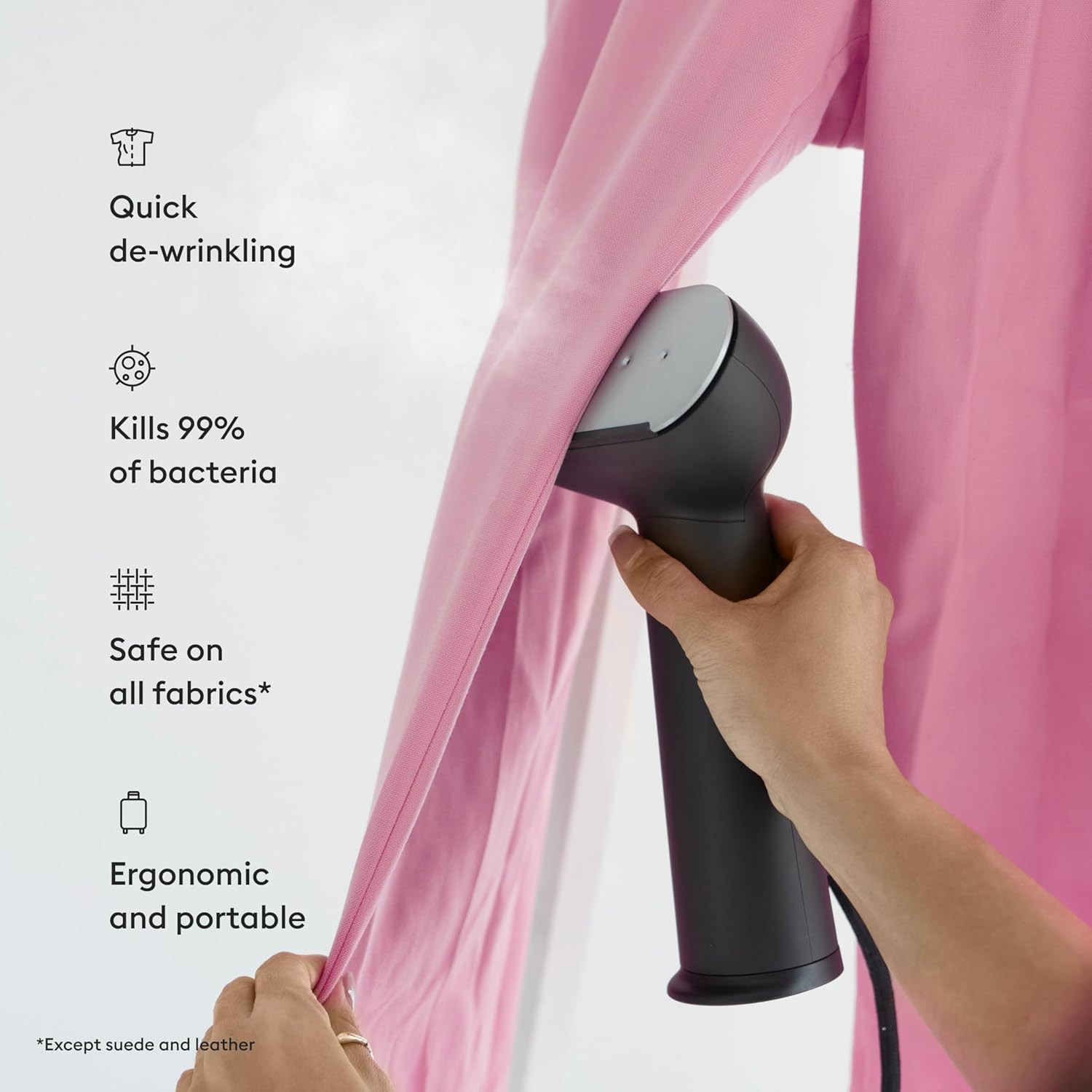 Handheld Clothes Steamer Cirrus 3, 1200W, US Plug, Heated Ironing Plate, Fast He