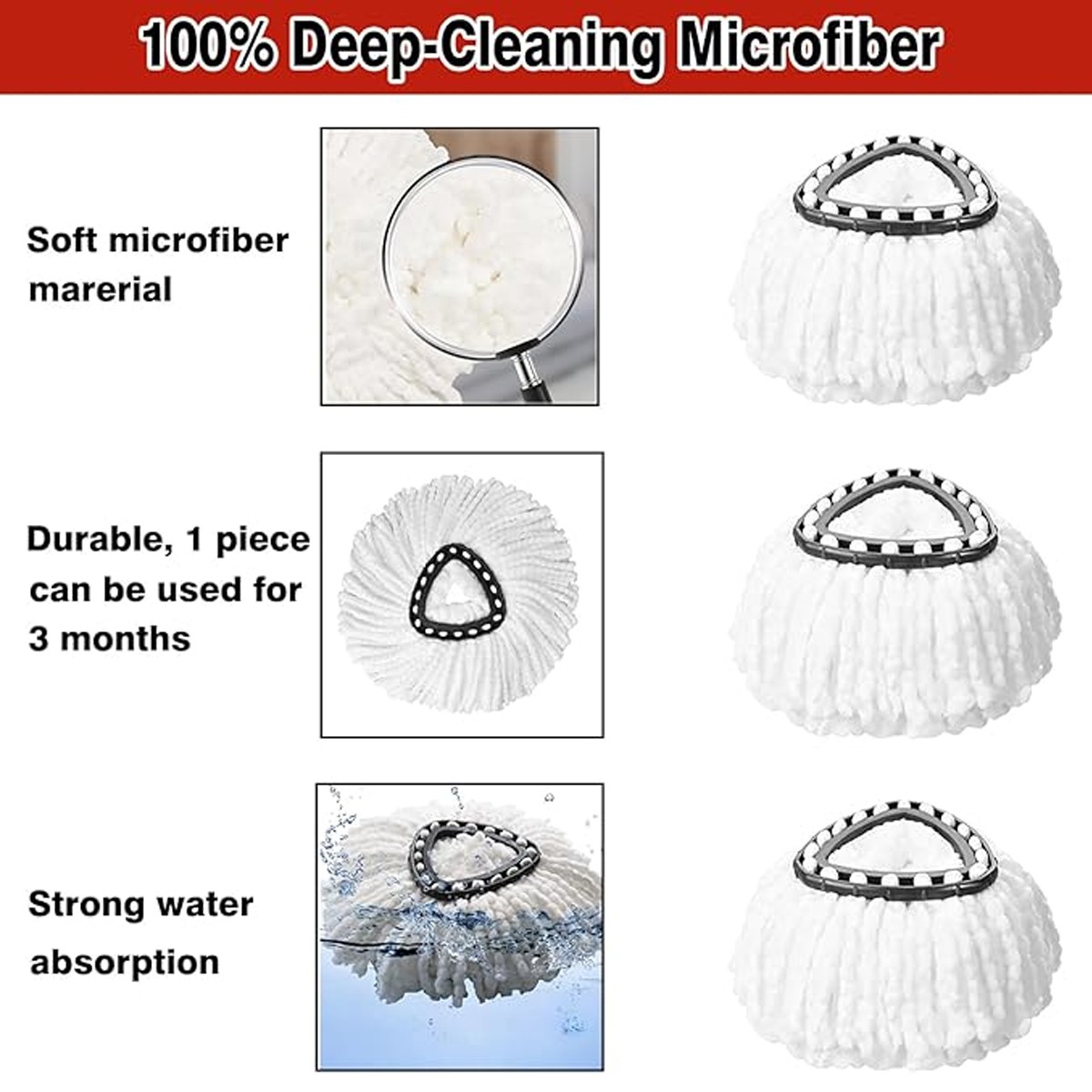Replacement Microfiber Mop HEAD For O-Cedar Spin Mop Easy Clean Wring Refill US