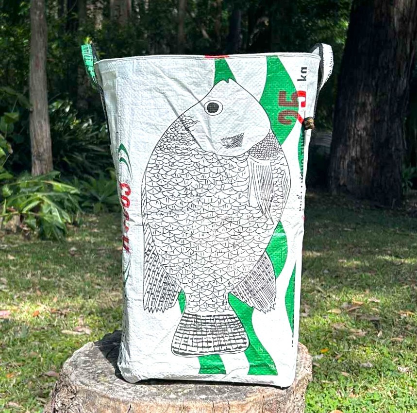 Recycled Laundry Basket made from Recycled Fish Feed Bags in Cambodia Fair Trade