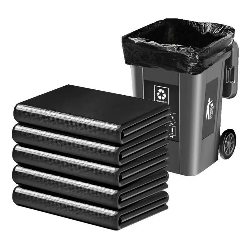 100pcs Virgin Black Garbage Bags Extra Thick Durable Anti-Tear 43.3in L 27.5in W