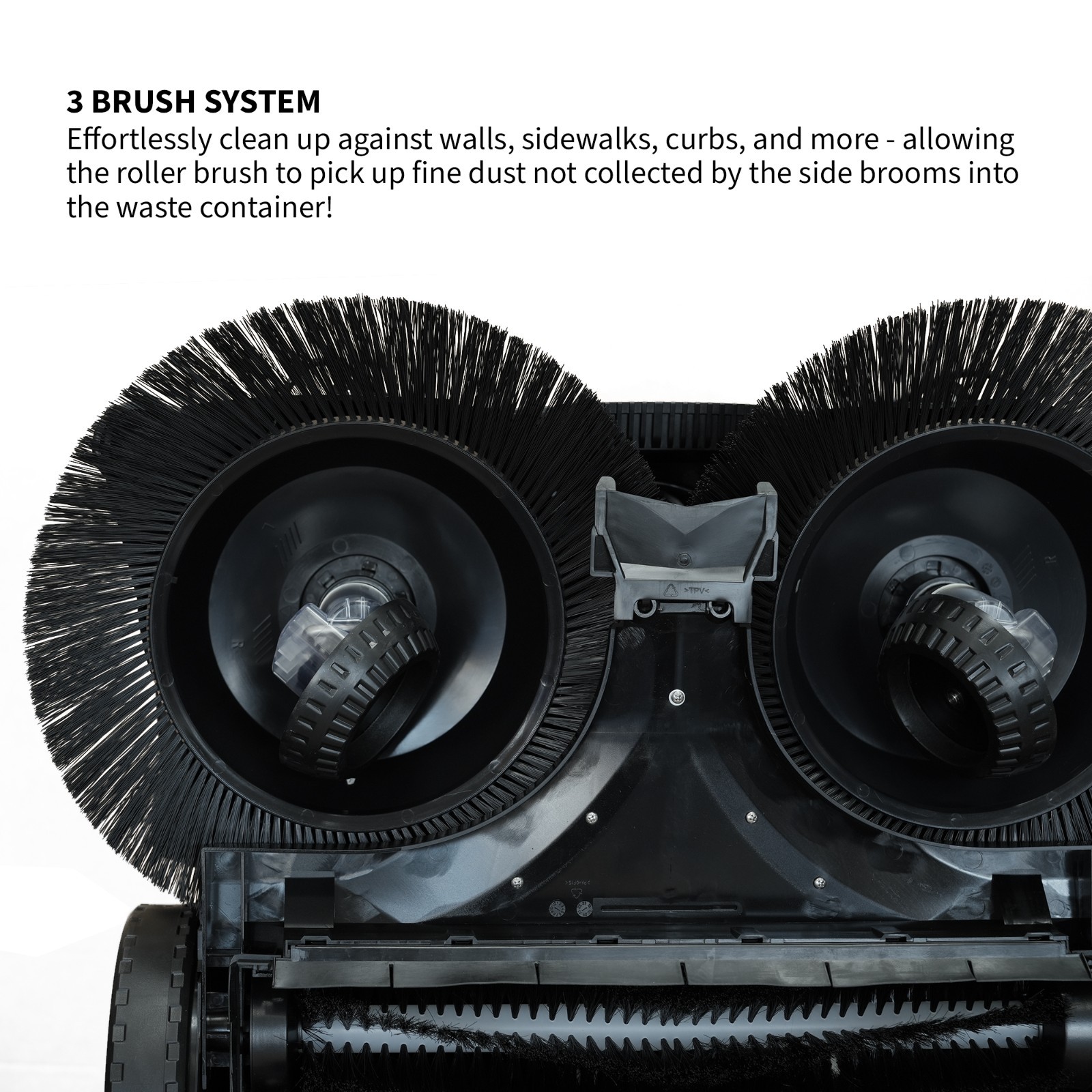 30″ Battery Powered Push Sweeper Triple Brooms Electric Drive Dust Suppression