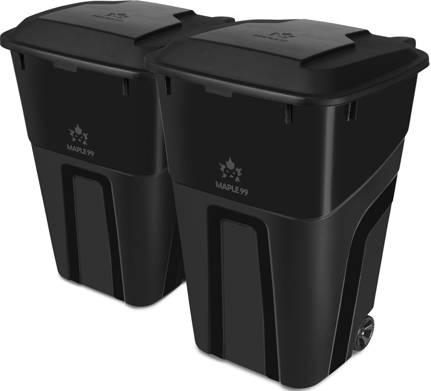32-Gallon Wheeled Trash Can with Lid 2 Pack Heavy-Duty Outdoor Bins