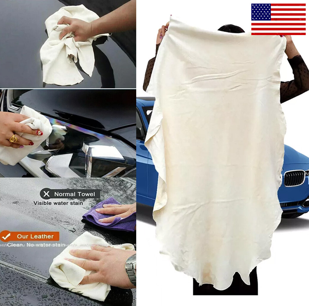 Large Natural Chamois Leather Car Cleaning Cloth Washing Absorbent Drying Towel-