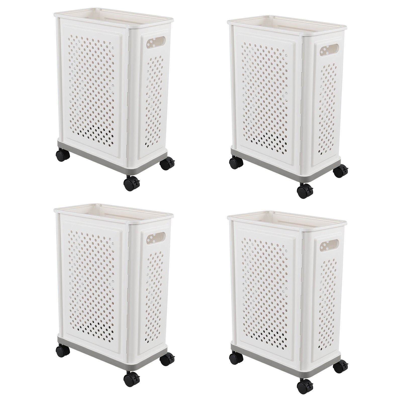 4 Packs Yoga Mat Plastic Laundry Hamper 38L Narrow Laundry Basket with Wheels