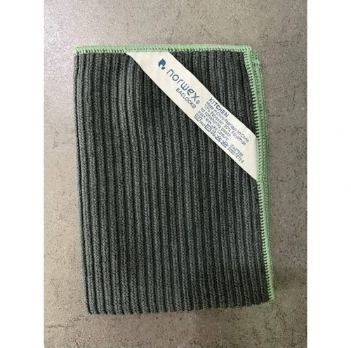 Norwex Kitchen Cloth Channel weave – Microfiber Cloth Black with green trim