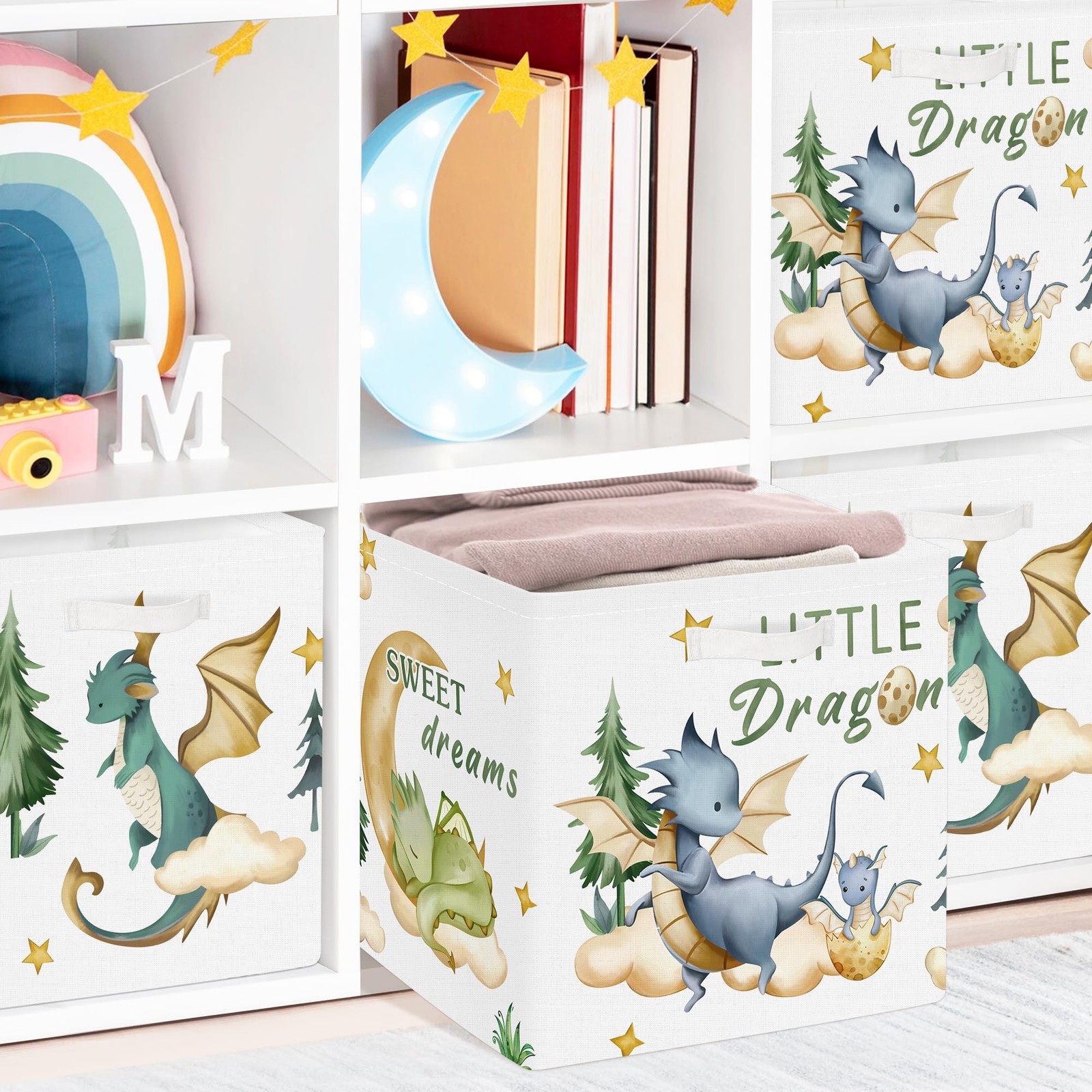3 pcs Dinosaur Cube Storage Unit Boxes Volcano Kallax for Shelves Parents Sto