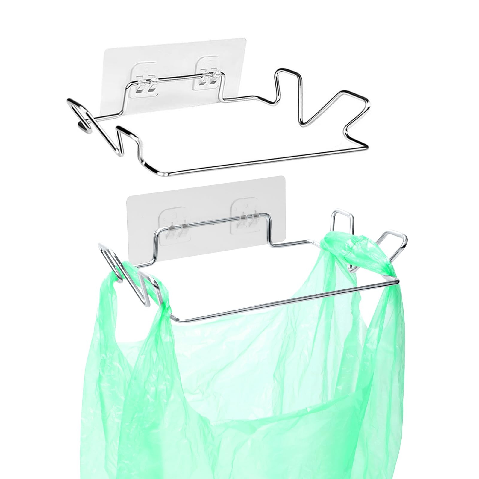 2 Pcs Stainless Steel Trash Bag Holder for 7.3 x 5.5 x 1.6 inches, Silver