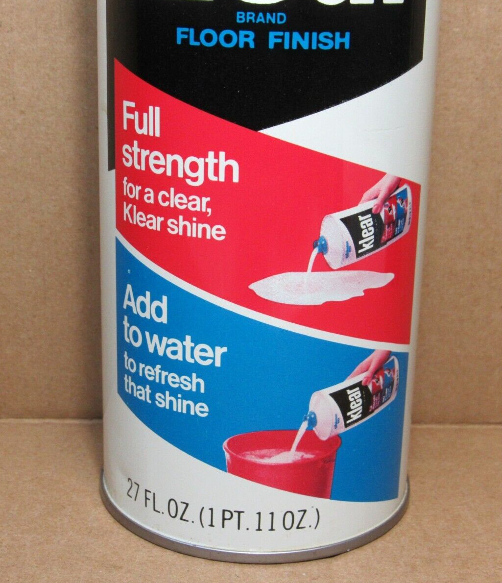 RARE Vtg Johnson Wax Klear Floor Finish Polish Shine 27 Oz 1960s Can ~ 50% Full