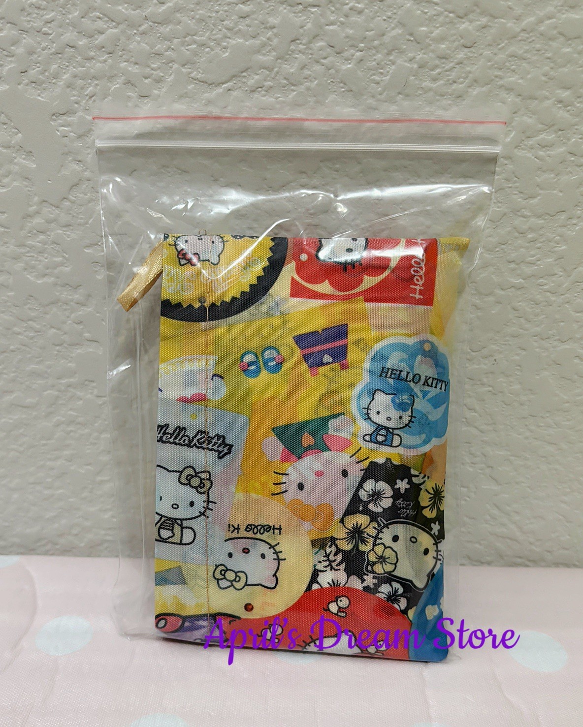 Foldable Tote Shopping Bag Hello Kitty Stamps All Over Print