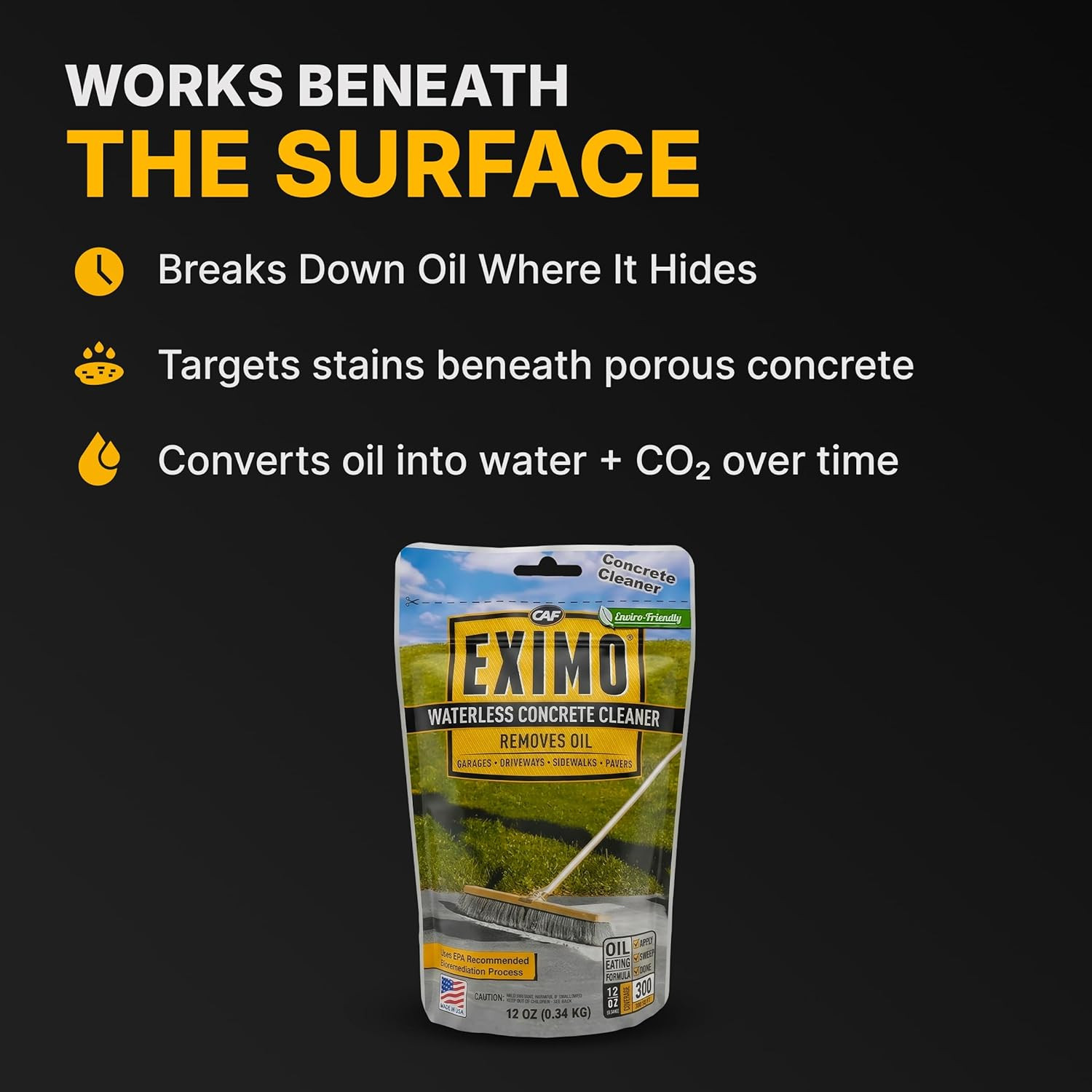 EXIMO Waterless Concrete Cleaner, Oil Stain Remover