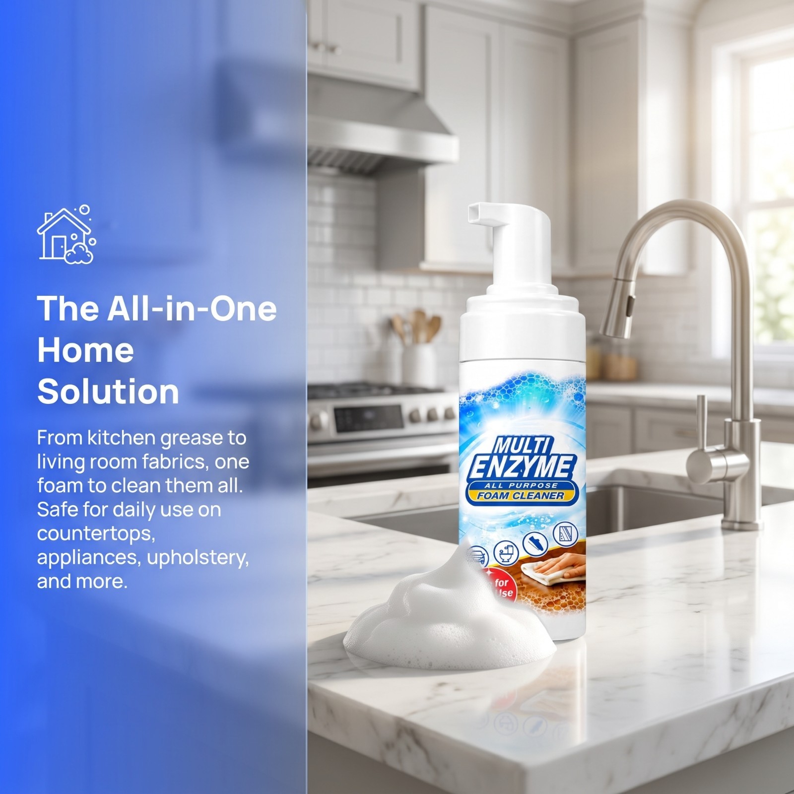 EaseHub Multi-Enzyme Cleaner is suitable for kitchens, furniture, and carpets