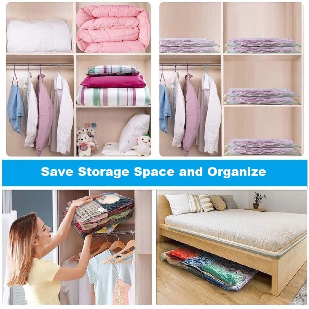 1/10 Pack Reusable Vacuum Storage Bags Space Saver for Clothes Blankets S/L/XL