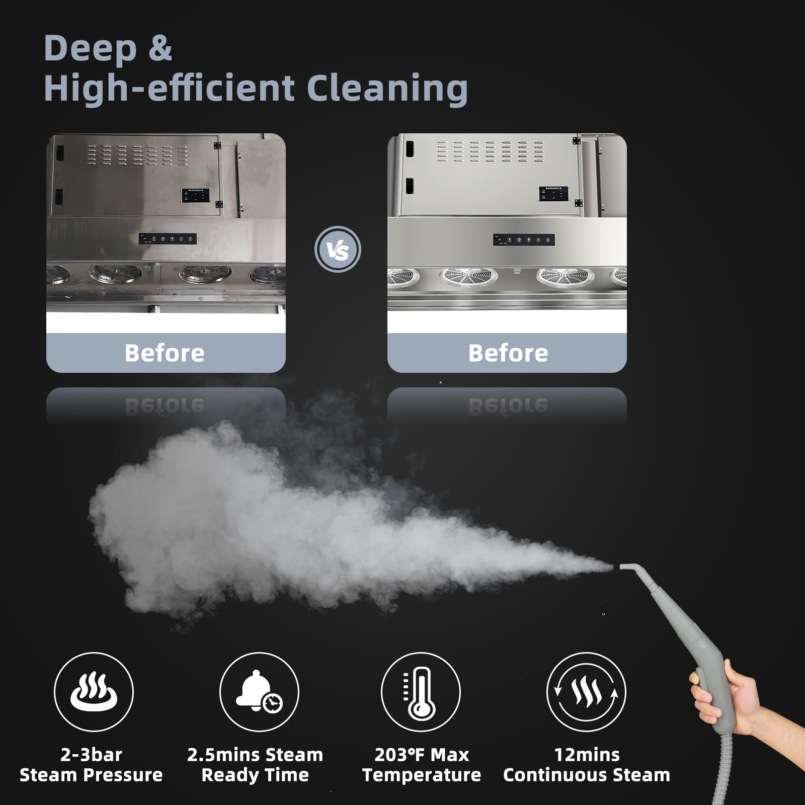 1000W Multifunction Portable Hand-held Steam Cleaner W/10 Accessories Gray
