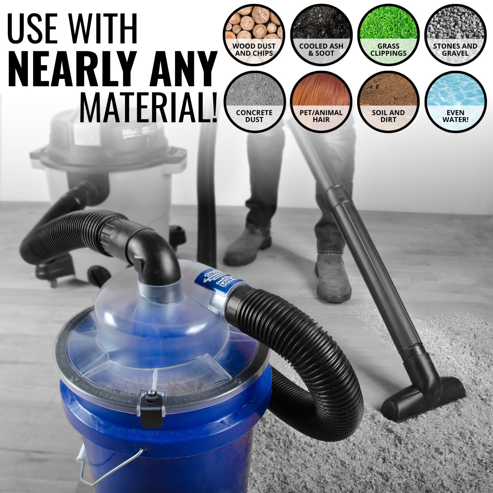 High Flow Cyclone Dust Separator Kit for 5 Gallon Buckets – Wet/Dry Vacuum Adapt