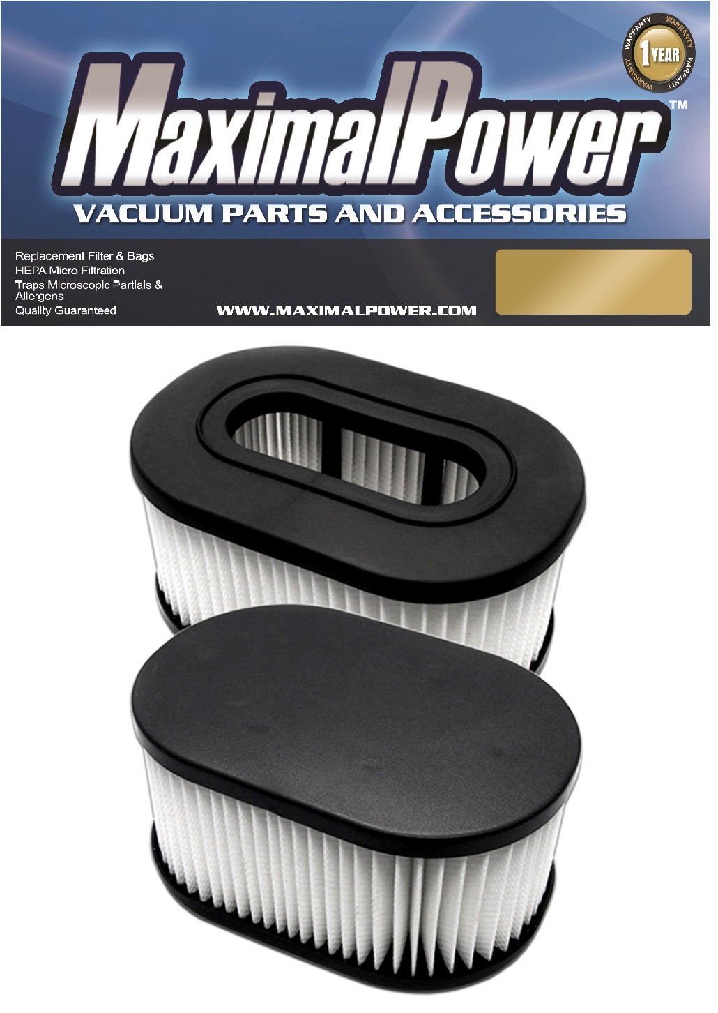 MaximalPower Filter for Hoover Foldaway Runabout Vacuum 40130050 43615090 (2PK)