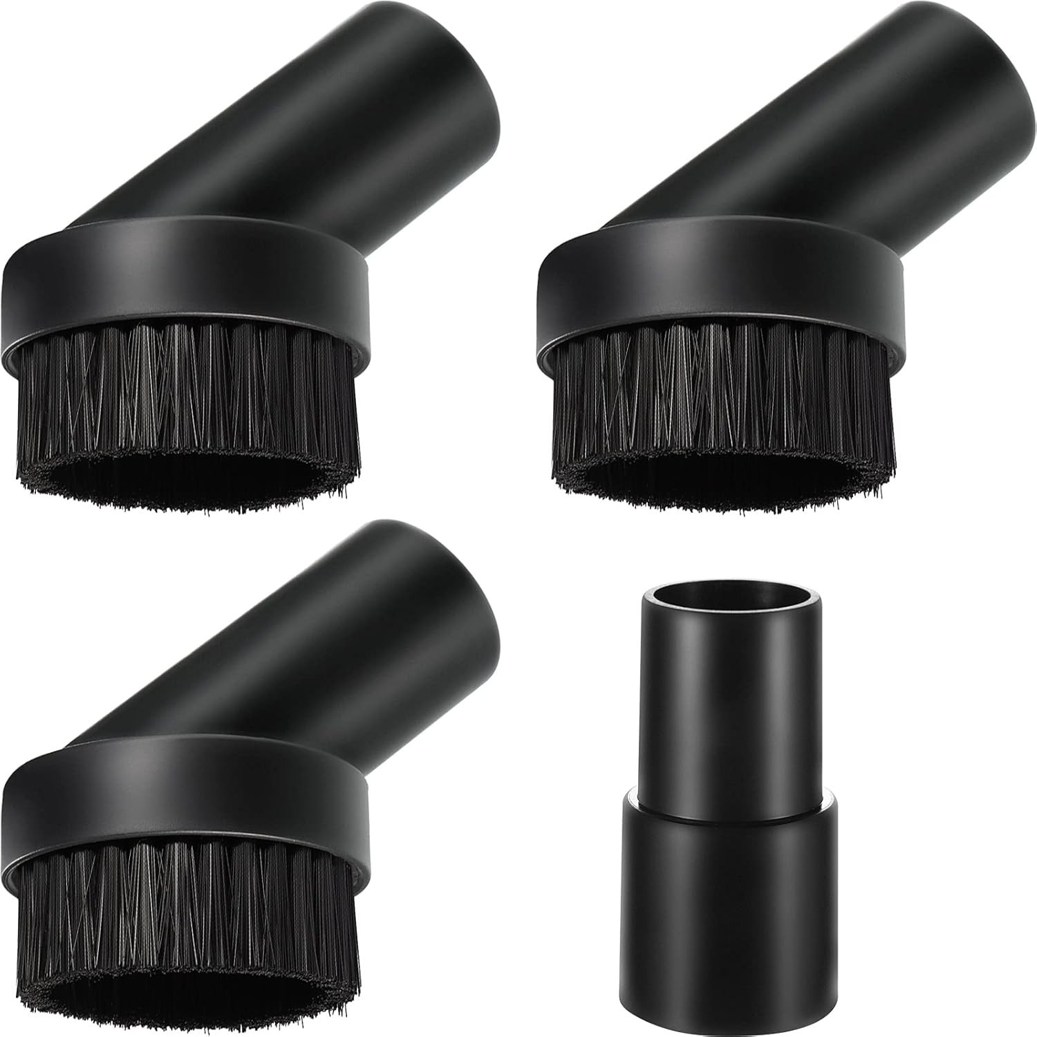 3-Pc Round Dust Brush Set with Hose Adapter for 1.25-Inch Vacuum Attachments