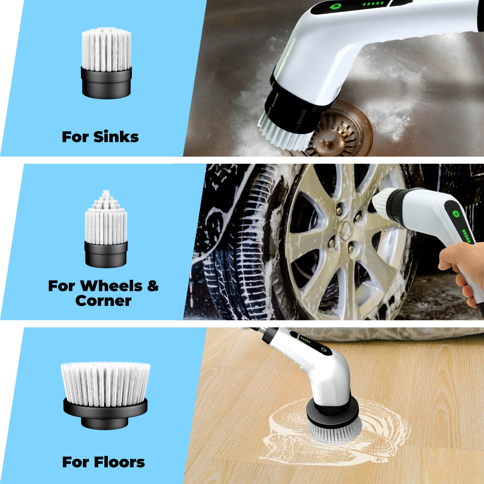 7 Heads Electric Spin Scrubber Cordless Bathtub Power Scrubber Rechargeable US