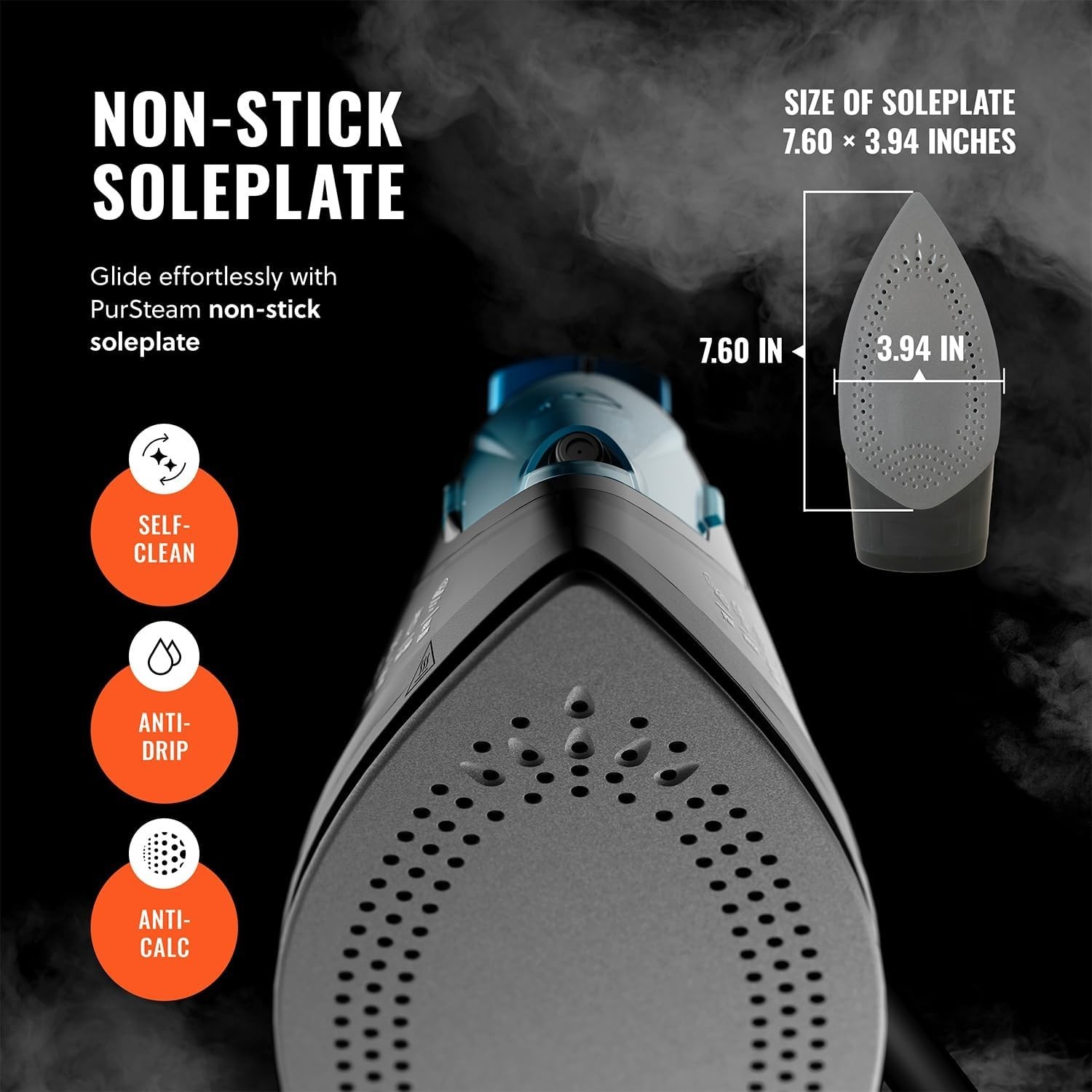 PurSteam Professional 1250W Steam Iron | Powerful Steamer with Burst of Steam