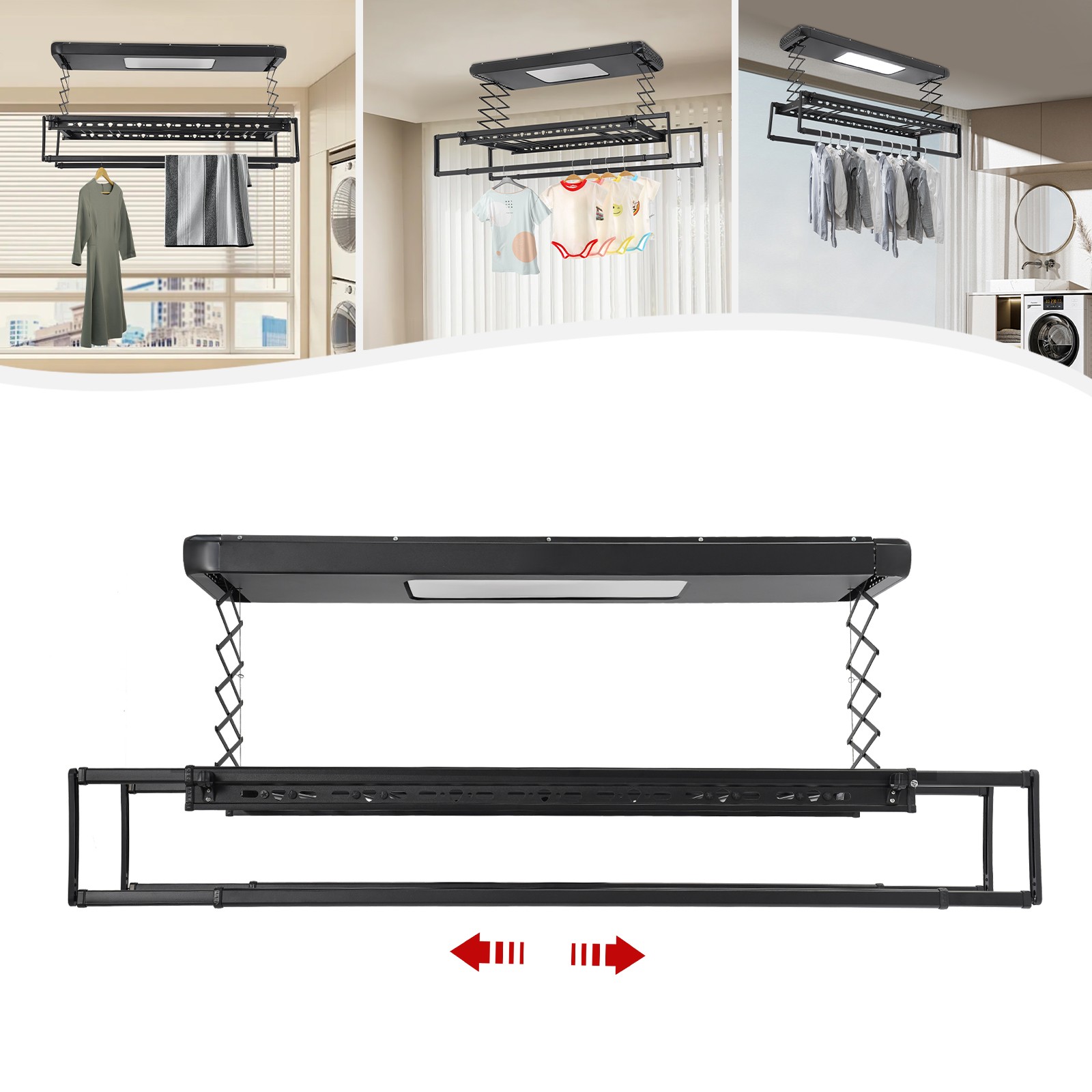 Airing Rack with Remote Control, 110V Electrical Airing Rack with Light