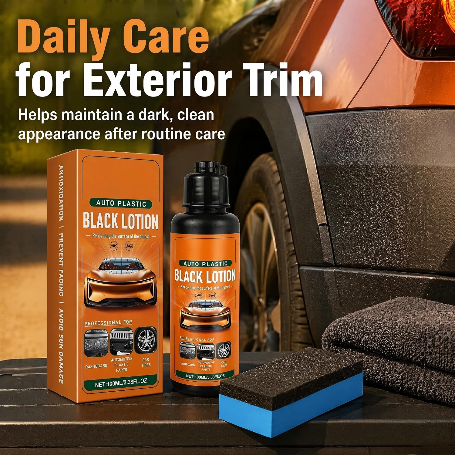 Auto Black Plastic Lotion 100ml Plastic Restorer Kit, Restore Faded Plastic & Ru