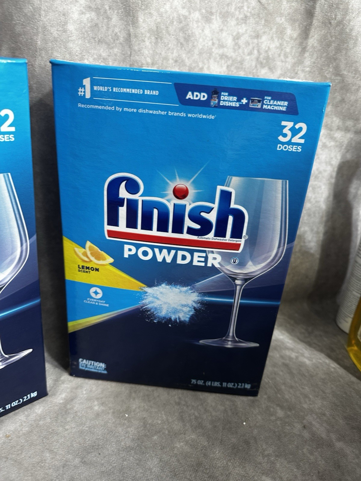2 Finish Power Powder Dishwasher Detergent Lemon Fresh Scent 75oz NEW