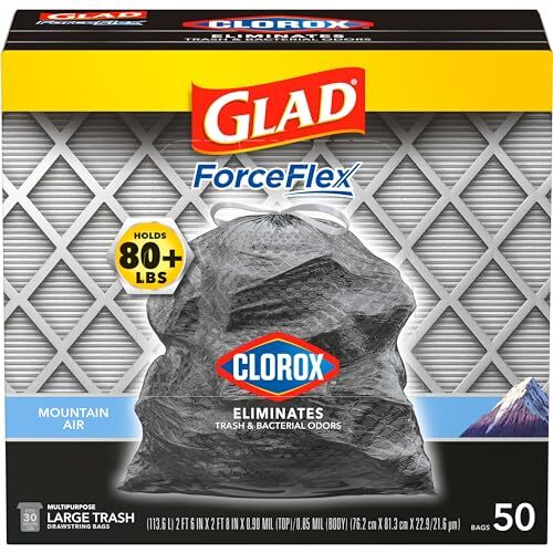Glad ForceFlex Clorox 30 Gallon Trash Bags 50 Count Mountain Air Scent