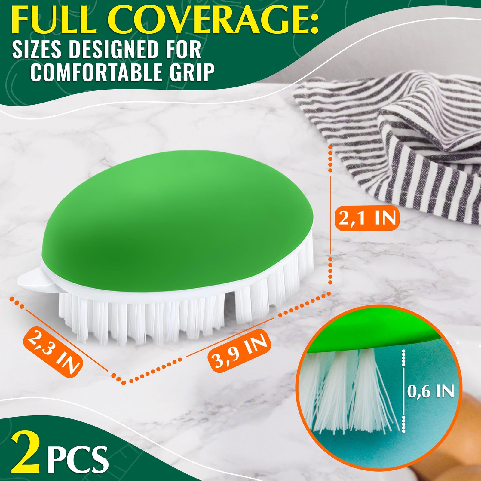 2 Pcs Vegetable Brush Scrubber – 2.3 x 3.9 Potato Brush Scrubber for Food wit…