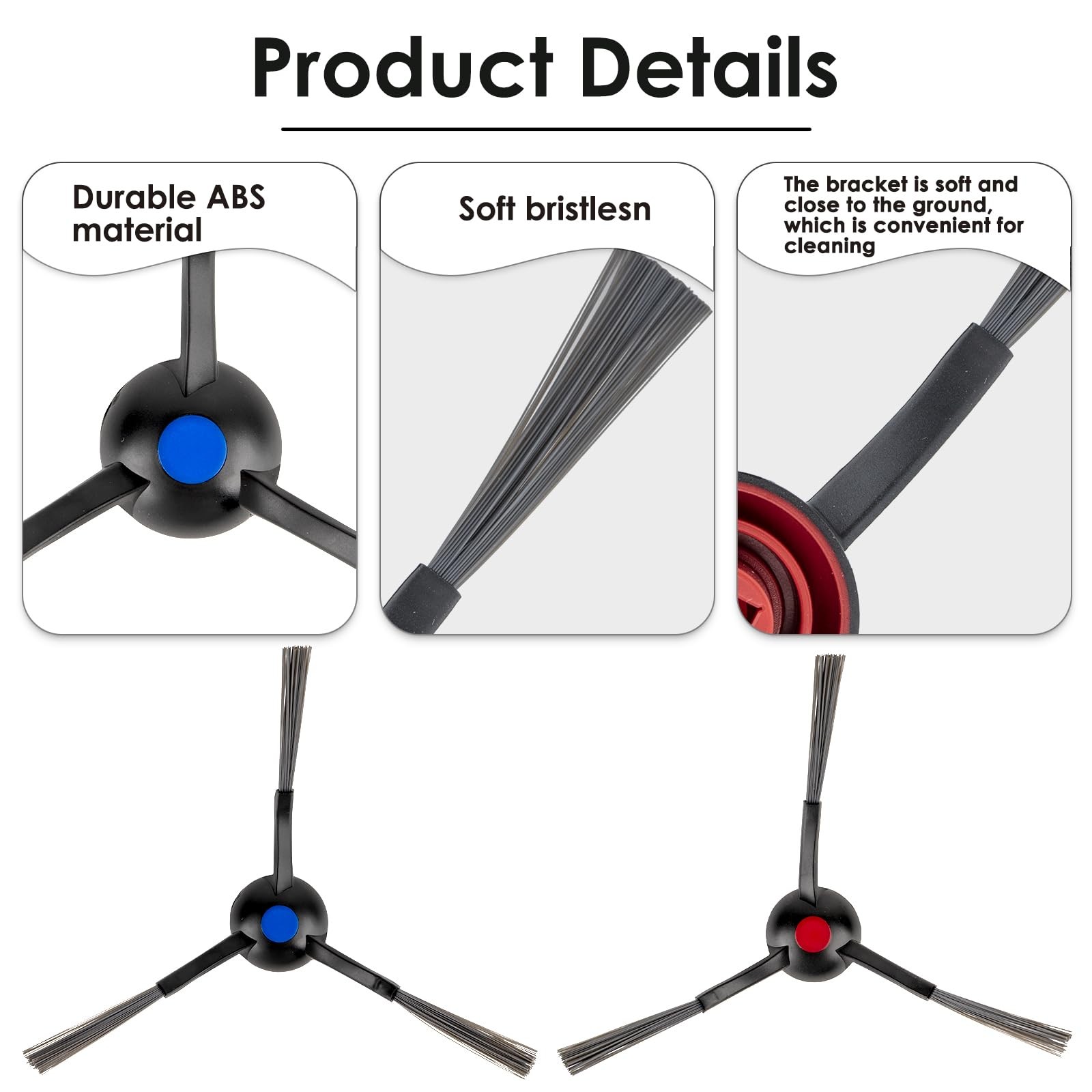 10 PCS Side Brushes For Ecovacs Deebot T30 Omni/T30S/N20 Plus/Yeedi M12 Pro+