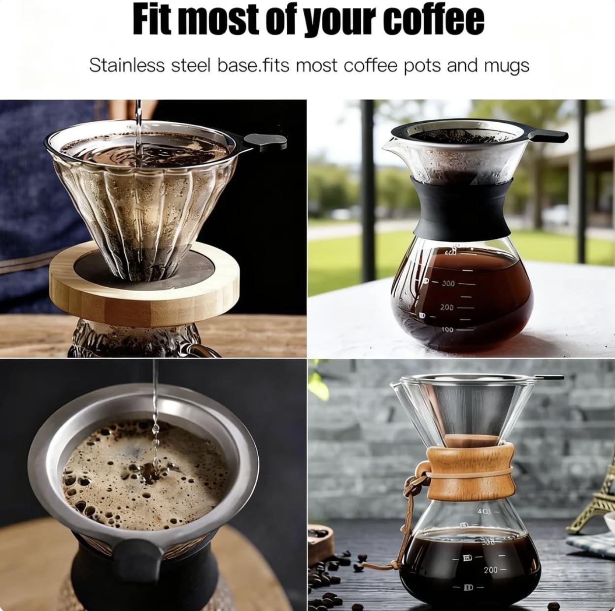 Reusable double-layer pour-over coffee filter paper, m, Metallic color