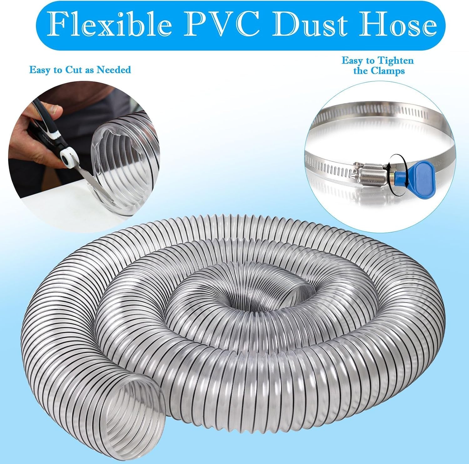 Carbon Steel Reinforced 4 Inch PVC Dust Hose for Efficient Debris Collection