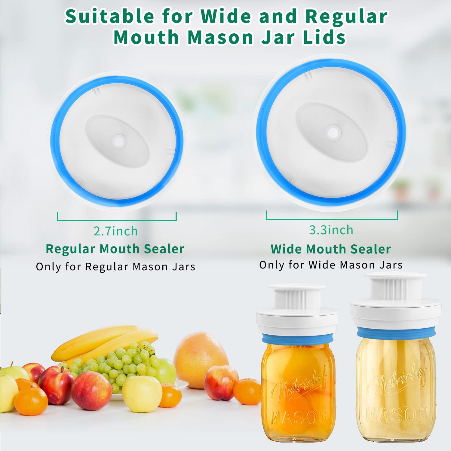 Mason Jar Sealer kit for FoodSaver Vacuum Sealer, Regular and Wide black