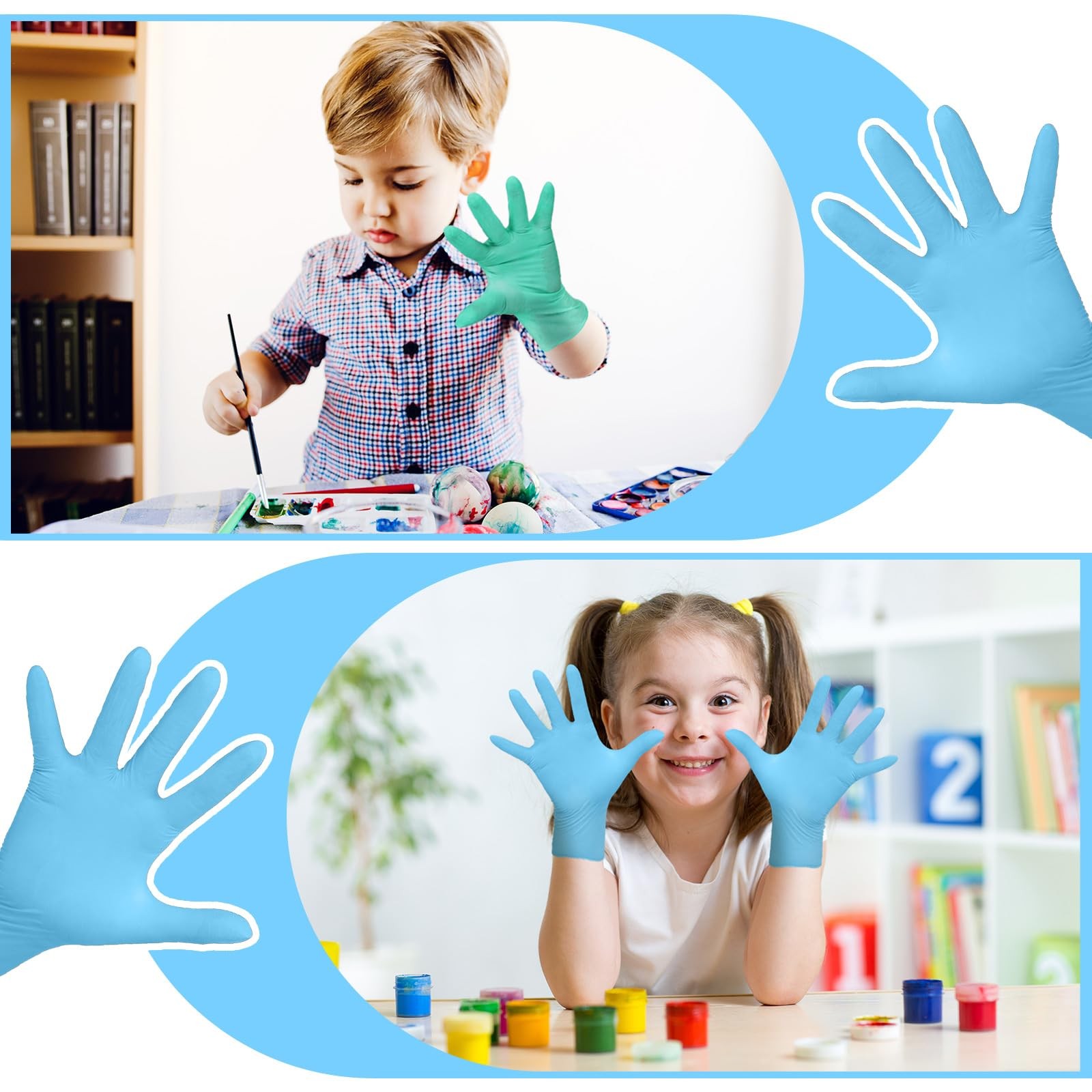 Cuffbow 100 Pcs Kids Gloves Disposable suitable for 5-12 years, Multicolored