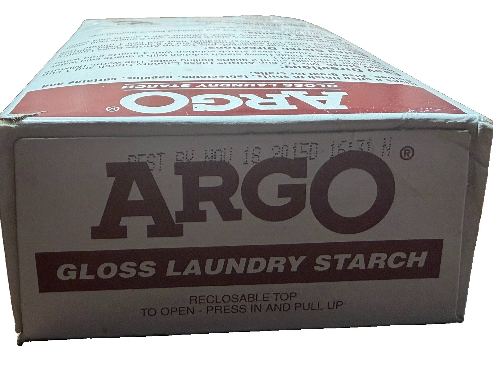 ARGO Gloss Laundry Starch Red Removes Greasy Spots 16oz BEST BY 2015 New Sealed