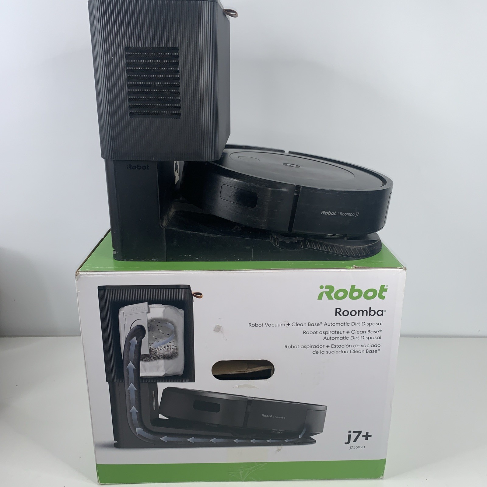 iRobot Roomba J7+ J755020 Self-Emptying Vacuum Auto Dirt Disposal FOR PARTS/FIX