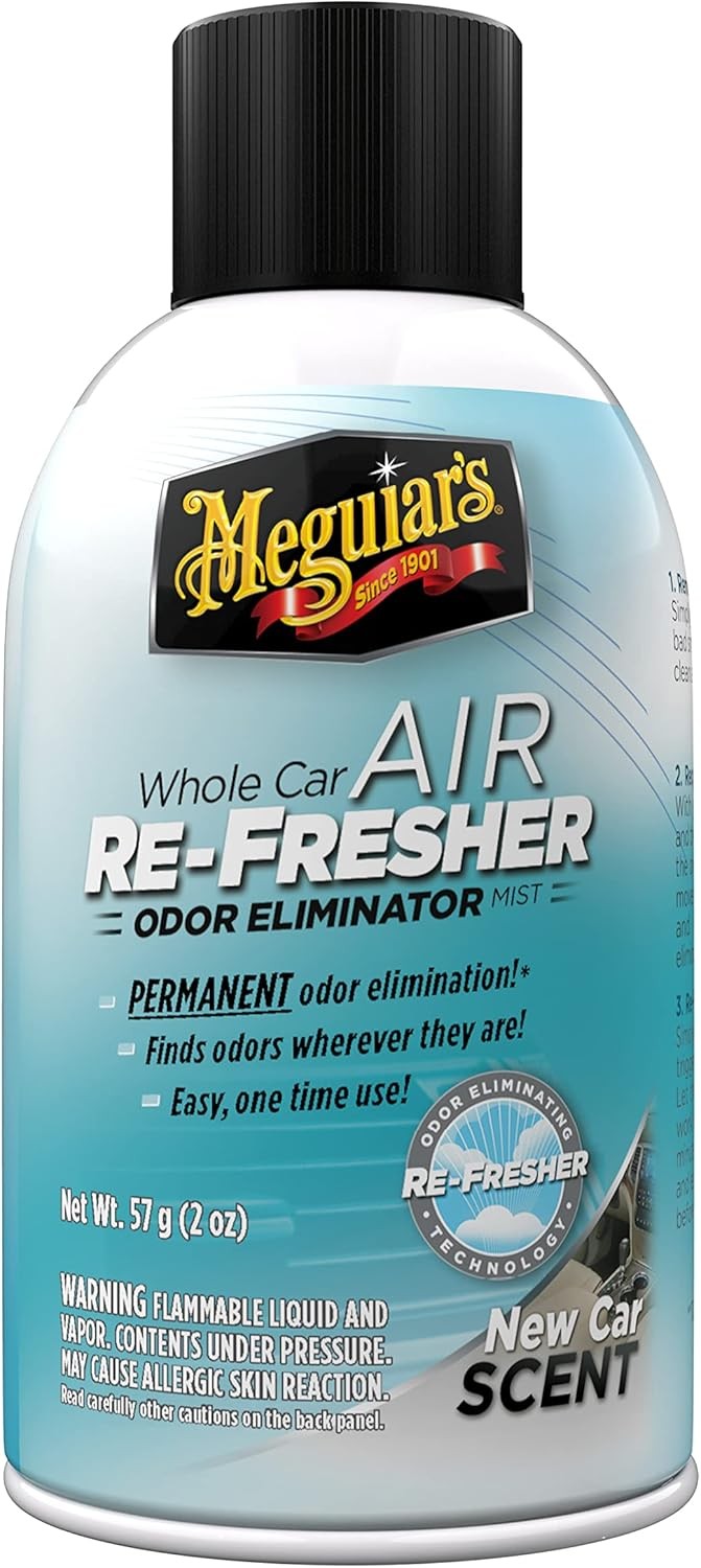 Meguiar’s Whole Car Air Re-Fresher Odor Eliminator Mist, New Car Scent, 2 Pack