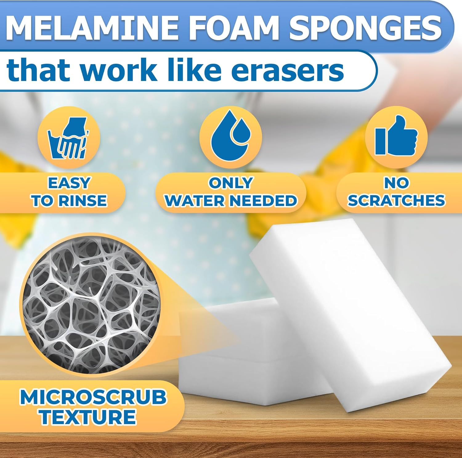 50 Pcs Melamine Sponges for Cleaning – White Magic Sponge, Convenient Cleaning B
